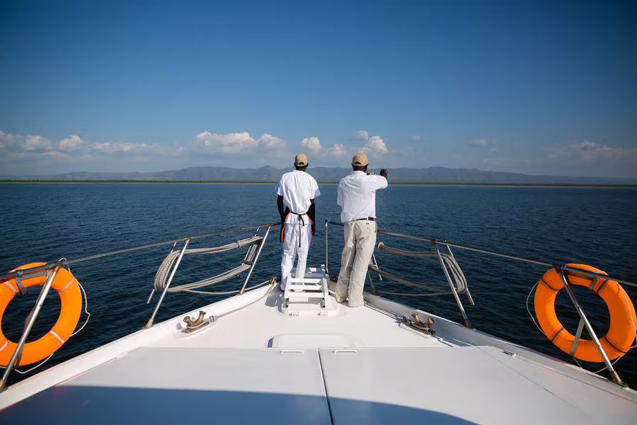 Crew on the bow