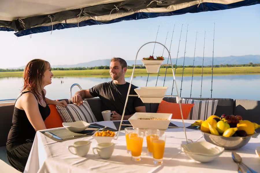 Breakfast table on deck