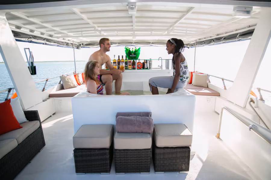 Guests relaxing on the sun deck